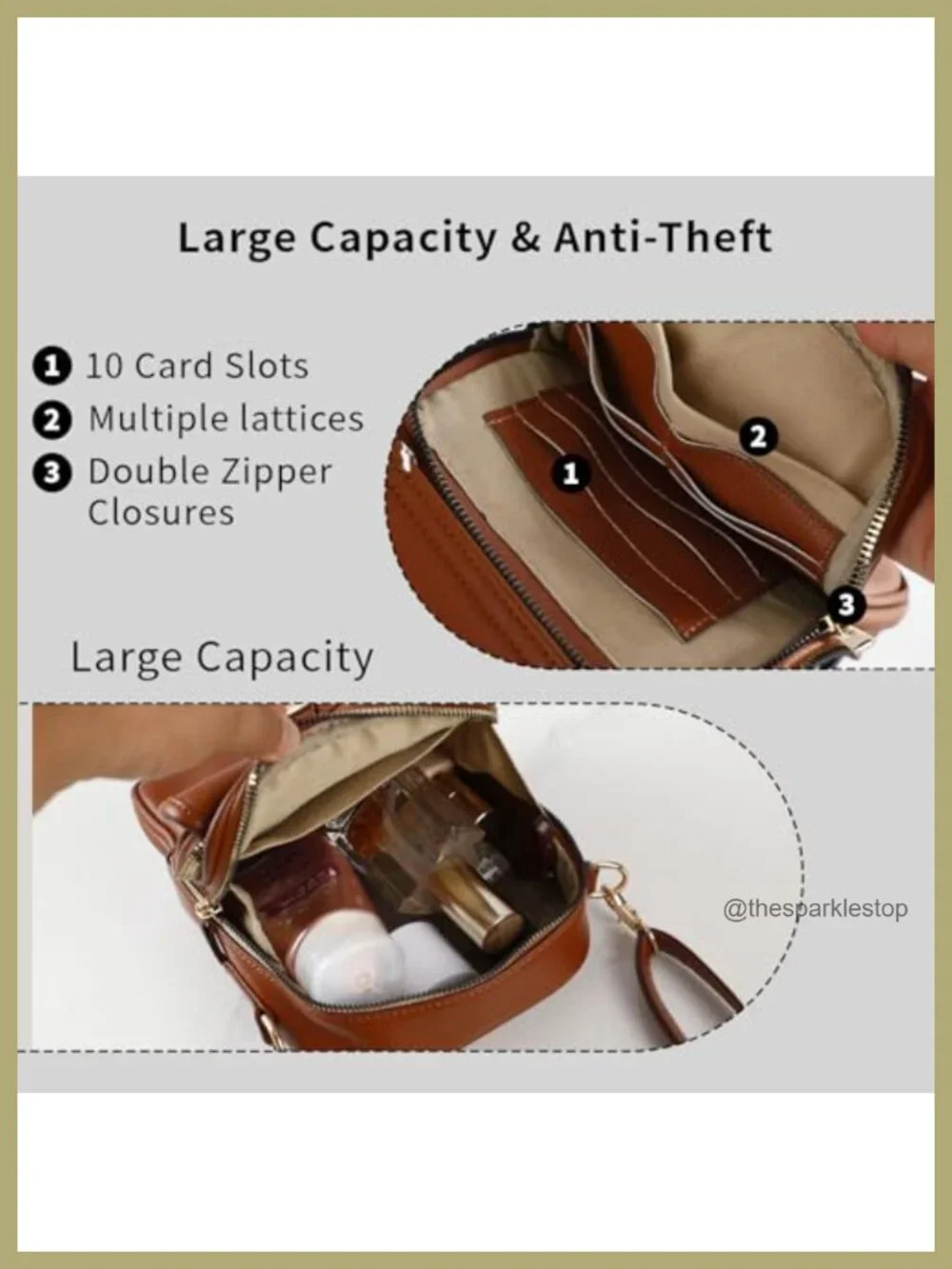 Anti-Theft Faux Leather Crossbody Bag Messenger Large Capacity Card Slots